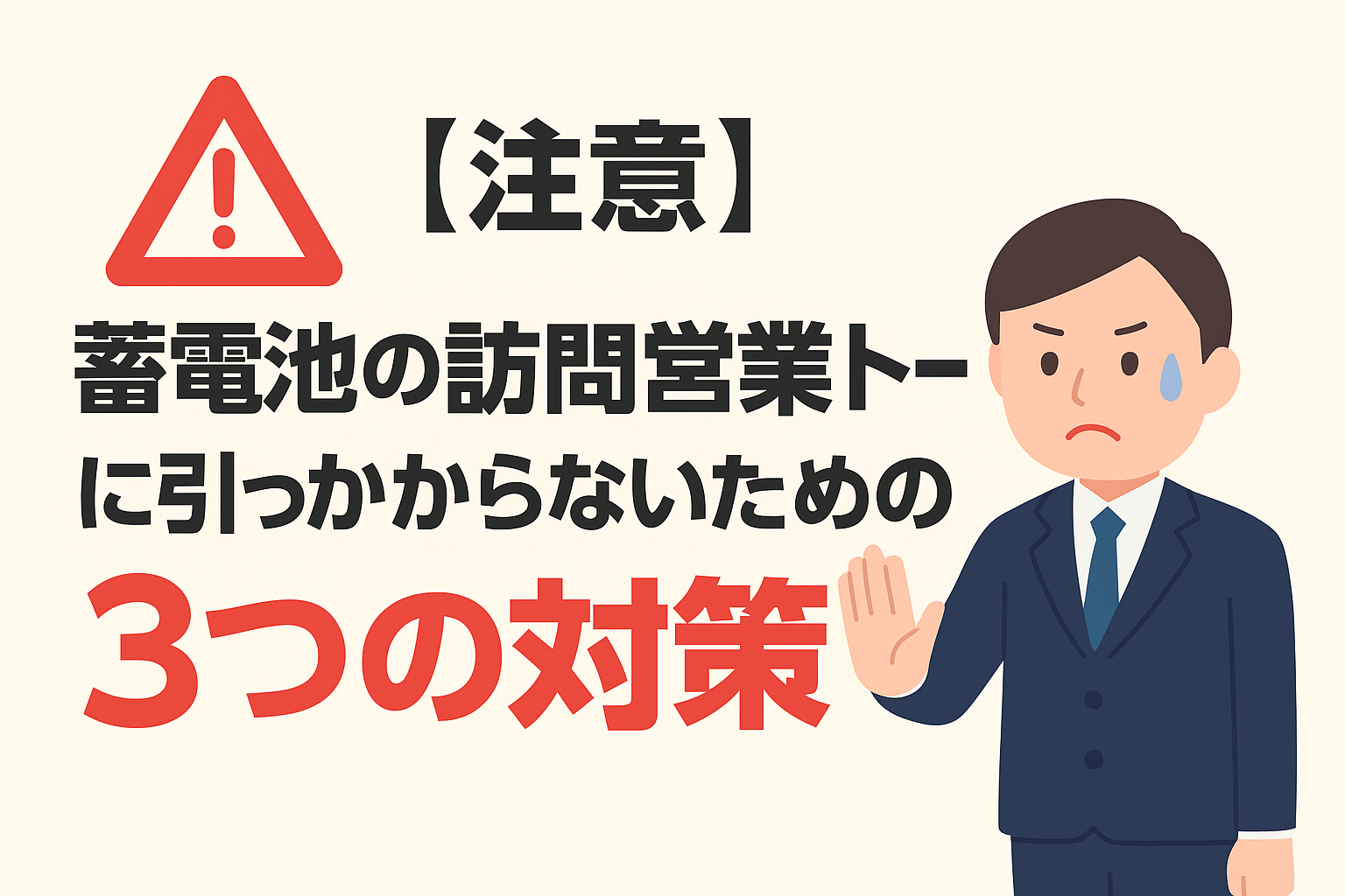 【注意】蓄電池の訪問営業トークに引っかからないための3つの対策