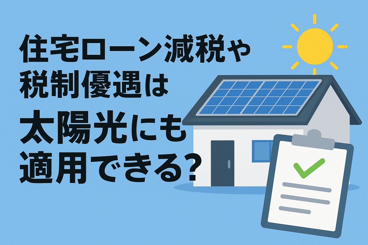 住宅ローン減税や税制優遇は太陽光にも適用できる？